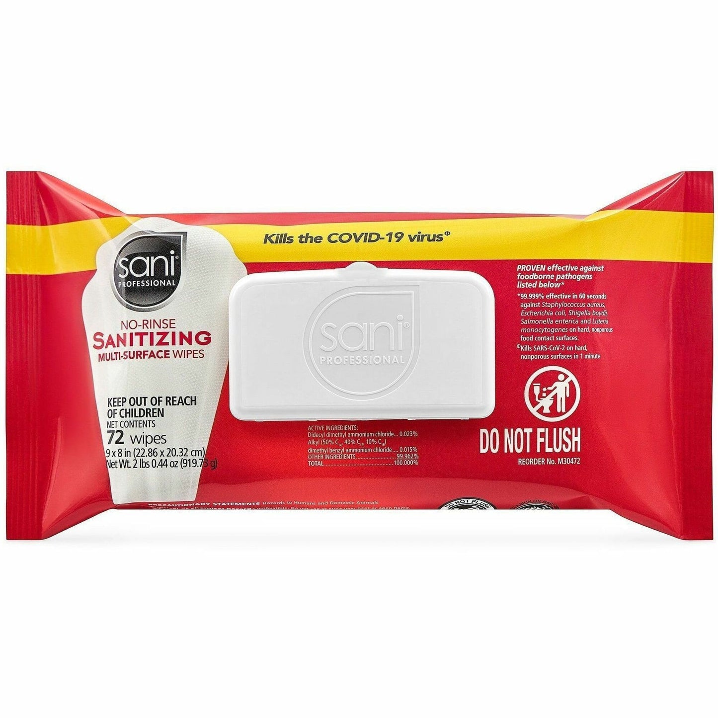 Sani Professional Sanitizing Wipe, 8" x 9", 12/Carton (PDIM30472)