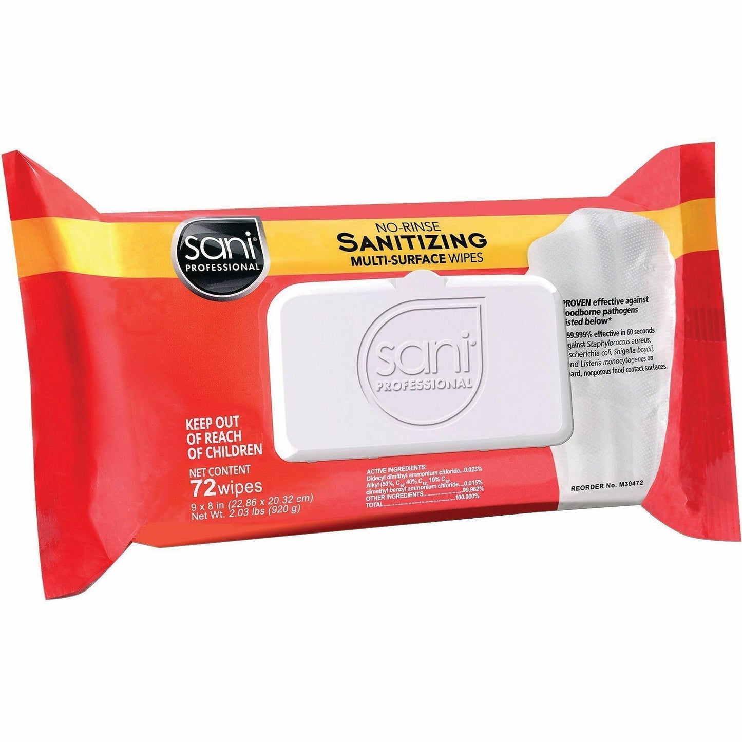Sani Professional Sanitizing Wipe, 8" x 9", 12/Carton (PDIM30472)