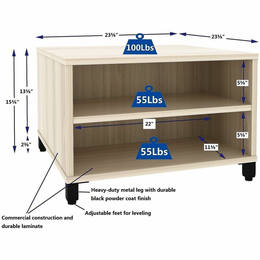 Lorell Modular Reception Table, Square Top, Height Adjustable, 24" W x 24" D, 20" H, Modern Elm (LLR69205)