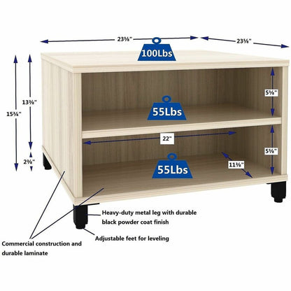 Lorell Modular Reception Table, Square Top, Height Adjustable, 24" W x 24" D, 20" H, Modern Elm (LLR69205)