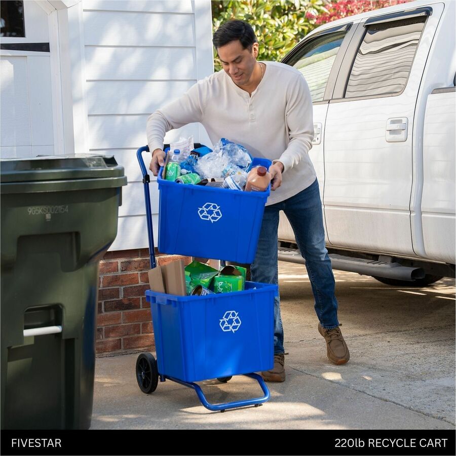 Five Star Products Recycling Cart for Bins, 400 lb Load Capacity, Steel, Blue  (FSP001)