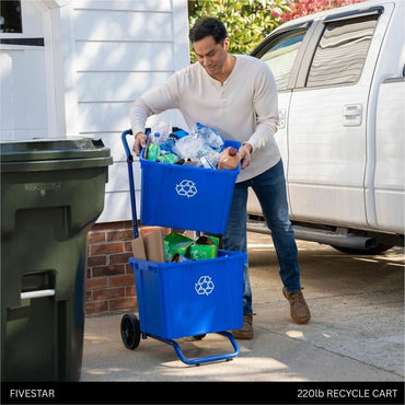 Five Star Products Recycling Cart for Bins, 400 lb Load Capacity, Steel, Blue  (FSP001)