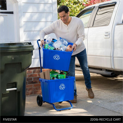 Five Star Products Recycling Cart for Bins, 400 lb Load Capacity, Steel, Blue  (FSP001)