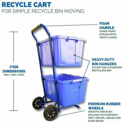Five Star Products Recycling Cart for Bins, 400 lb Load Capacity, Steel, Blue  (FSP001)