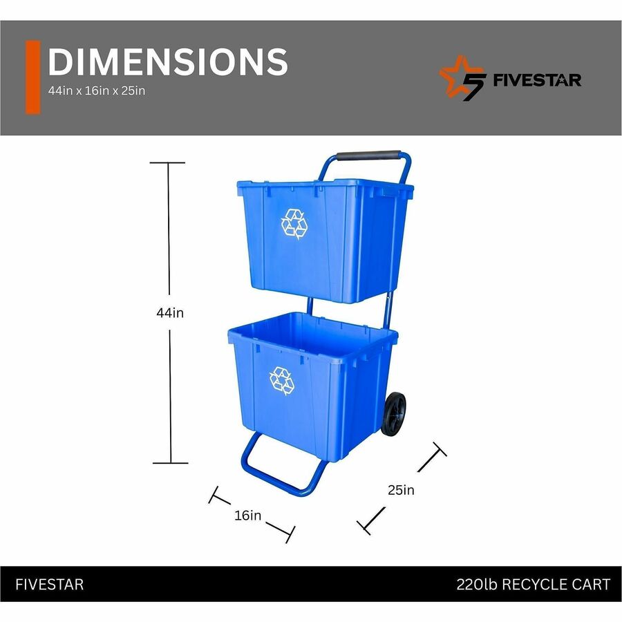 Five Star Products Recycling Cart for Bins, 400 lb Load Capacity, Steel, Blue  (FSP001)