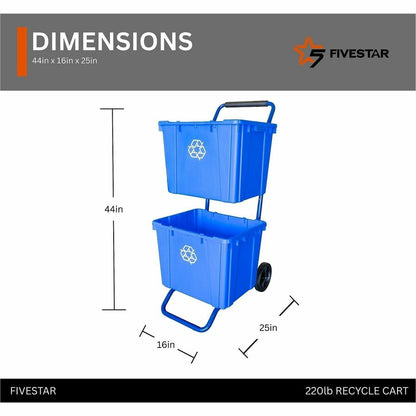 Five Star Products Recycling Cart for Bins, 400 lb Load Capacity, Steel, Blue  (FSP001)