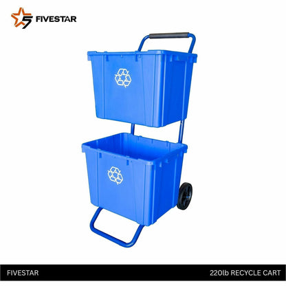 Five Star Products Recycling Cart for Bins, 400 lb Load Capacity, Steel, Blue  (FSP001)