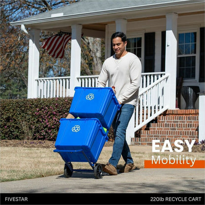 Five Star Products Recycling Cart for Bins, 400 lb Load Capacity, Steel, Blue  (FSP001)