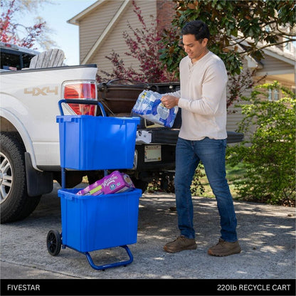 Five Star Products Recycling Cart for Bins, 400 lb Load Capacity, Steel, Blue  (FSP001)