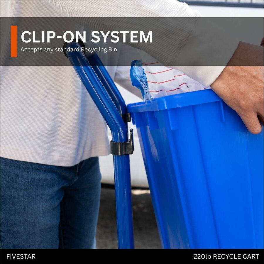 Five Star Products Recycling Cart for Bins, 400 lb Load Capacity, Steel, Blue  (FSP001)