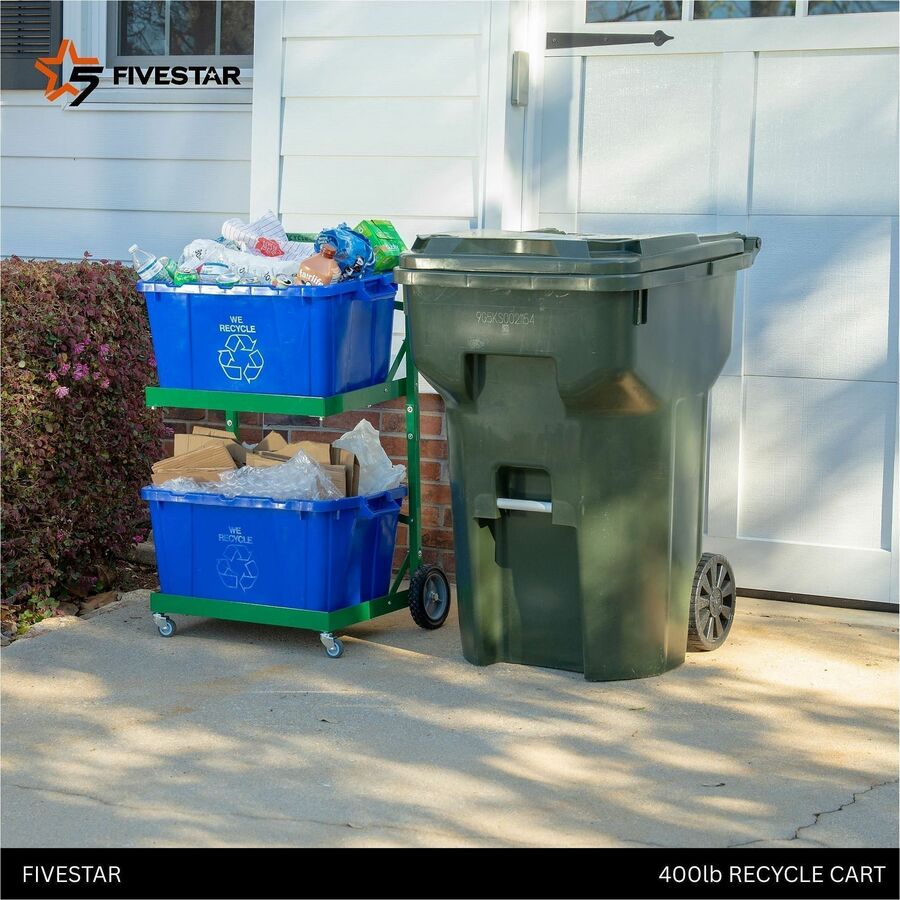 Five Star Products Recycling Cart for Bins, 220 lb Load Capacity, Aluminum, Green  (FSP002)
