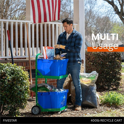 Five Star Products Recycling Cart for Bins, 220 lb Load Capacity, Aluminum, Green  (FSP002)