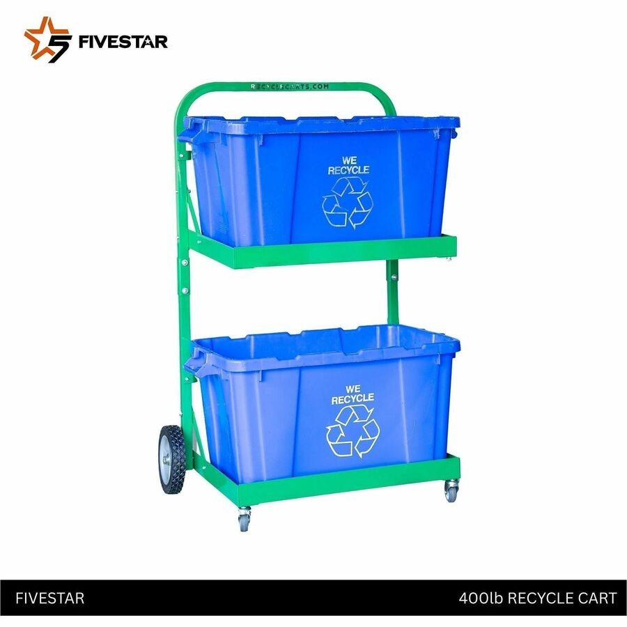 Five Star Products Recycling Cart for Bins, 220 lb Load Capacity, Aluminum, Green  (FSP002)