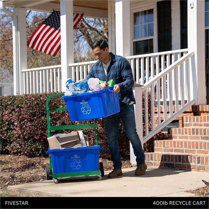 Five Star Products Recycling Cart for Bins, 220 lb Load Capacity, Aluminum, Green  (FSP002)