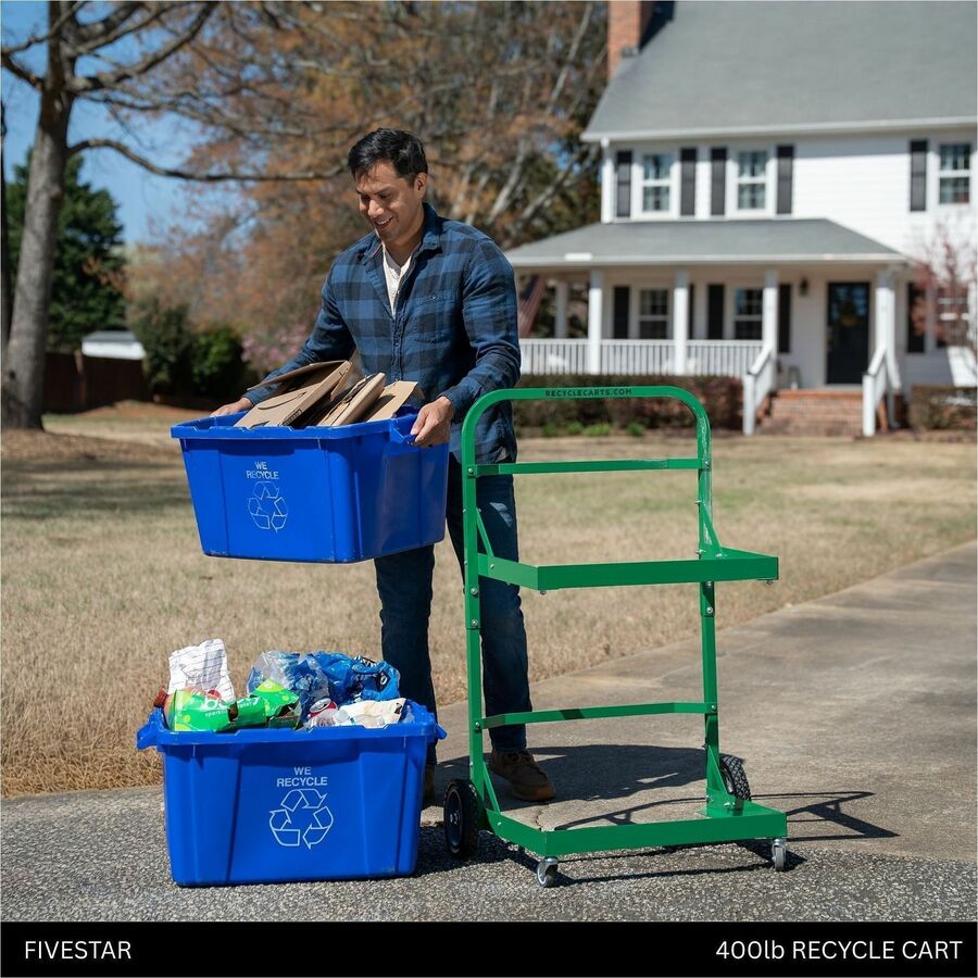 Five Star Products Recycling Cart for Bins, 220 lb Load Capacity, Aluminum, Green  (FSP002)