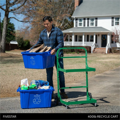 Five Star Products Recycling Cart for Bins, 220 lb Load Capacity, Aluminum, Green  (FSP002)