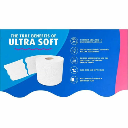 Charmin Ultra Soft Mega Roll, 2 Ply, Mega, White, Paper, 24/Pack (PGC19268)