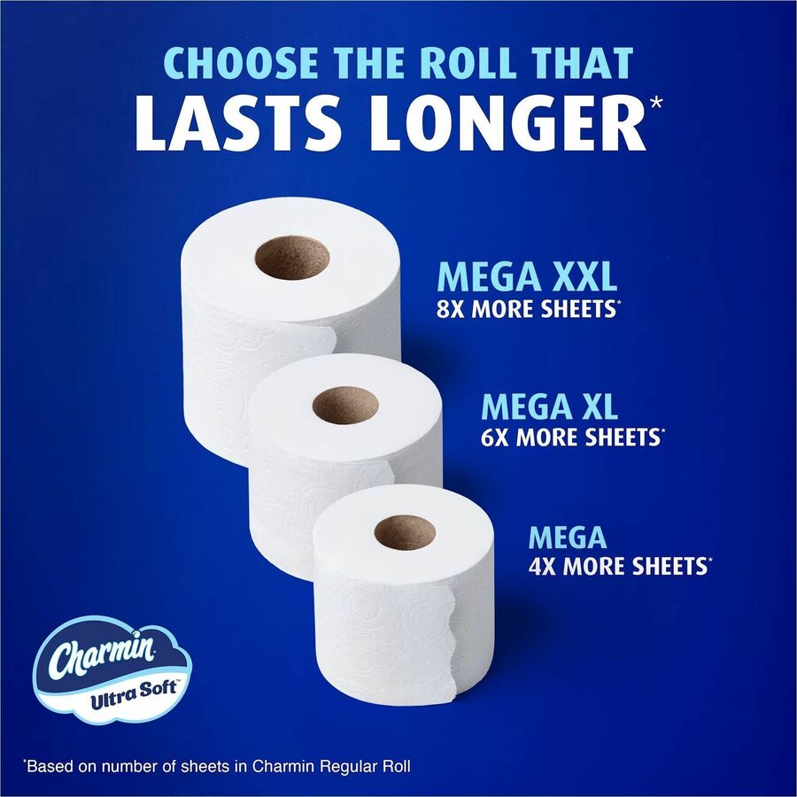 Charmin Ultra Soft Mega Roll, 2 Ply, Mega, White, Paper, 24/Pack (PGC19268)