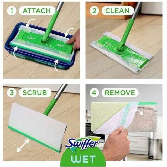 Swiffer Sweeper Wet Cloths, Residue-free, White, 24/Pack (PGC75588)