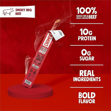 CHOMPS Beef Jerky Sticks, 1.15 oz, Barbeque, 24/Pack (CHSCB24)