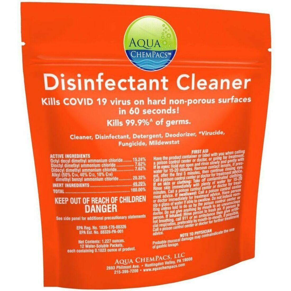 Diversey Disinfectant Cleaner, 40/Pack, 12 Packs/Carton (DVO9321119)