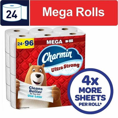 Charmin Mega Roll Bath Tissue, 2 Ply, 220 Sheets/Roll, 24/Carton (PGC13214)