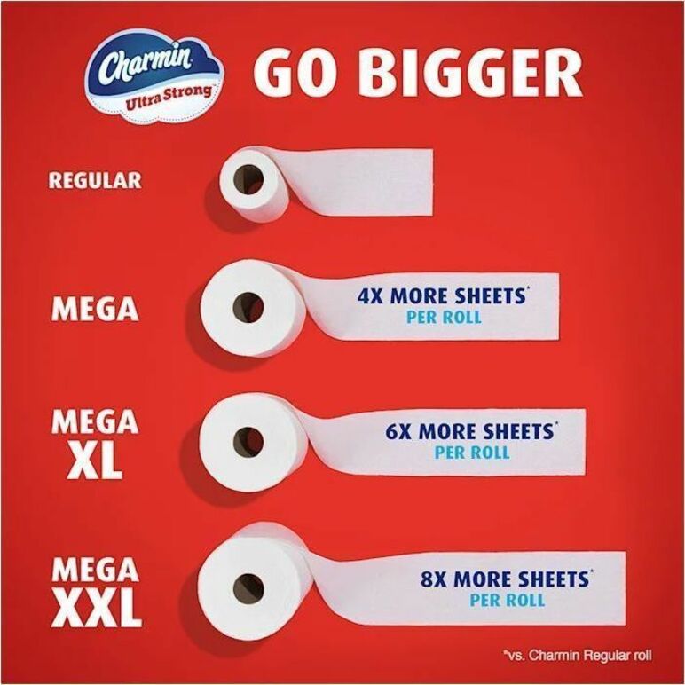 Charmin Mega Roll Bath Tissue, 2 Ply, 220 Sheets/Roll, 24/Carton (PGC13214)