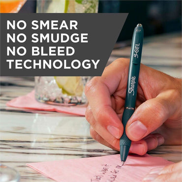 Sharpie S-Gel Gel Pen, Black Ink, Green Barrel, 0.7 mm Pen Point, Retractable, Gel-based, Writing, 4/Pack (SAN2226123)