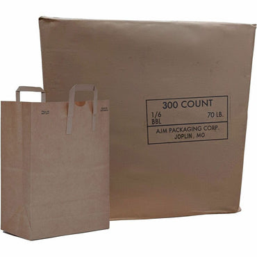 AJM 1/6 BBL #70 Kraft Paper Grocery Sacks, 6.72 gal Capacity, Natural Kraft, 300/Carton (AJMHS70NP3CES)