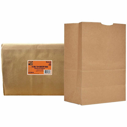 AJM 1/6 BBL #75 Kraft Paper Grocery Sacks, 6.72 gal Capacity, Natural Kraft, 400/Carton (AJMGS75NP4CES)