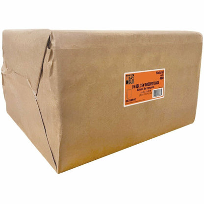 AJM 1/6 BBL #75 Kraft Paper Grocery Sacks, 6.72 gal Capacity, Natural Kraft, 400/Carton (AJMGS75NP4CES)