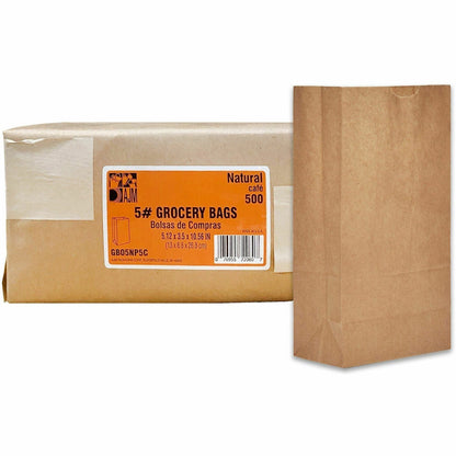 AJM #5 Squat Kraft Paper Grocery Bags, 500/Carton (AJMGB05NP5CES)