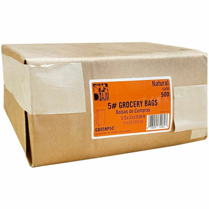 AJM #5 Squat Kraft Paper Grocery Bags, 500/Carton (AJMGB05NP5CES)