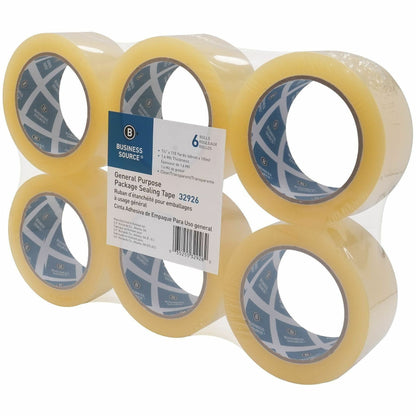 Business Source Heavy-duty Packaging/Sealing Tape, 110 yd Length x 1.87" Width x 1.6 mil Thickness, 3" Core, Clear, 6/Pack (BSN32926)