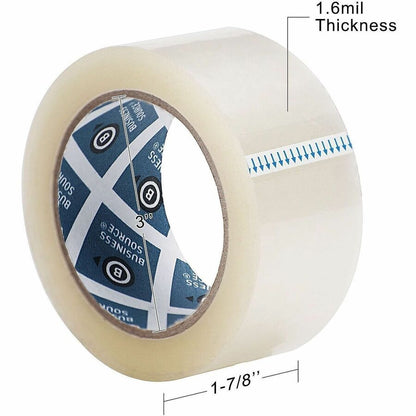Business Source Heavy-duty Packaging/Sealing Tape, 110 yd Length x 1.87" Width x 1.6 mil Thickness, 3" Core, Clear, 6/Pack (BSN32926)