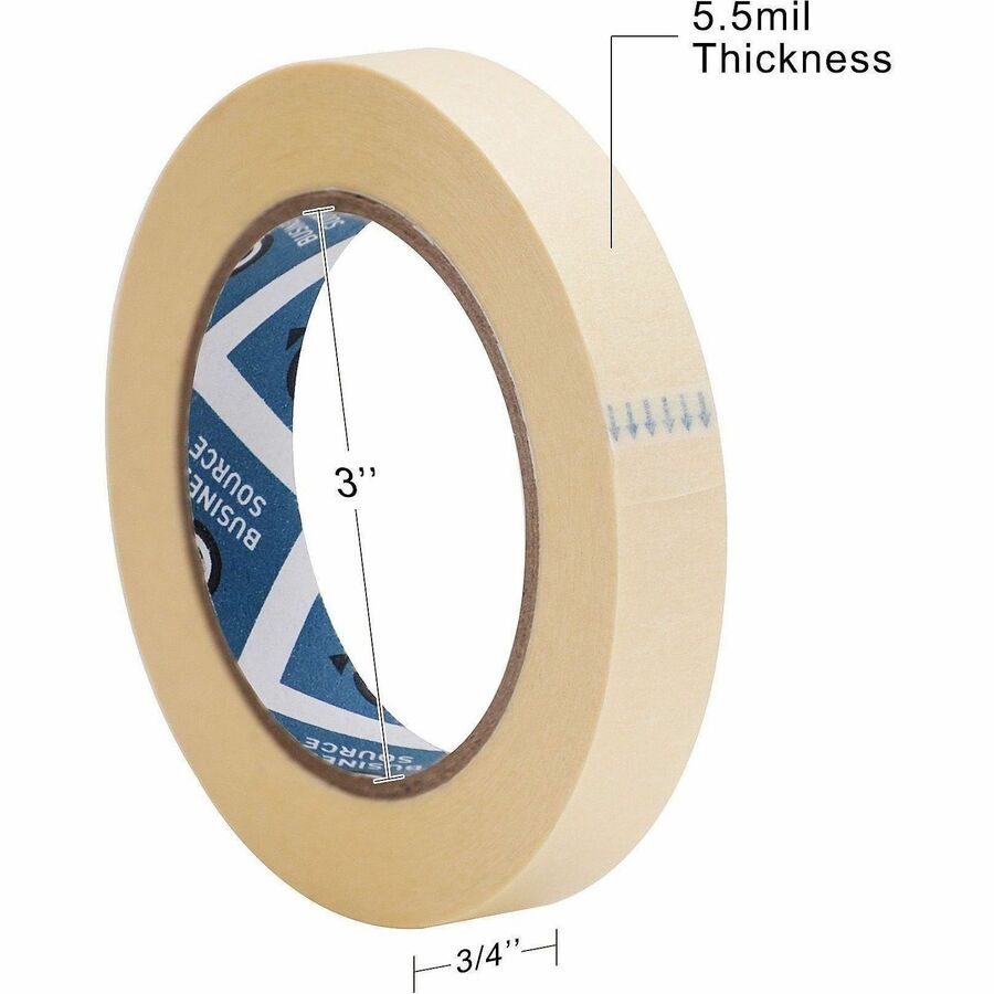 Business Source Utility-purpose Masking Tape, 60 yd Length x 0.75" Width, 3" Core, Tan (BSN16440)
