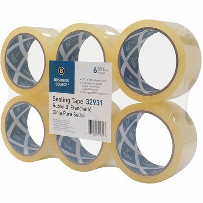 Business Source 3" Core Sealing Tape, 164 yd Length x 1.87" Width x 1.6 mil Thickness, Clea, 6/Pack (BSN32931)
