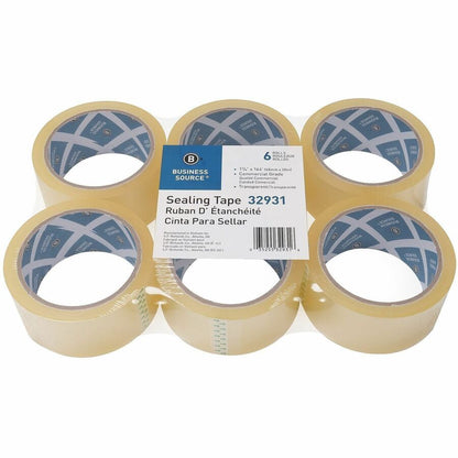 Business Source 3" Core Sealing Tape, 164 yd Length x 1.87" Width x 1.6 mil Thickness, Clea, 6/Pack (BSN32931)