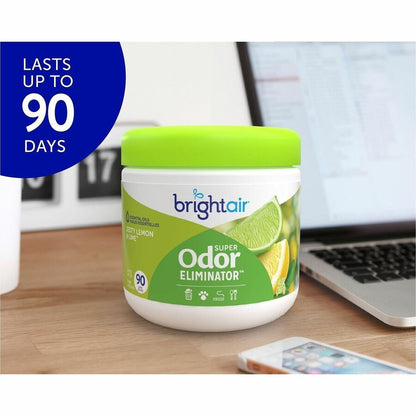 Bright Air Super Odor Eliminator Air Freshener, Gel, 14 fl oz, Zesty Lemon & Lime, 90 Day, 6/Carton (BRI901292CT)