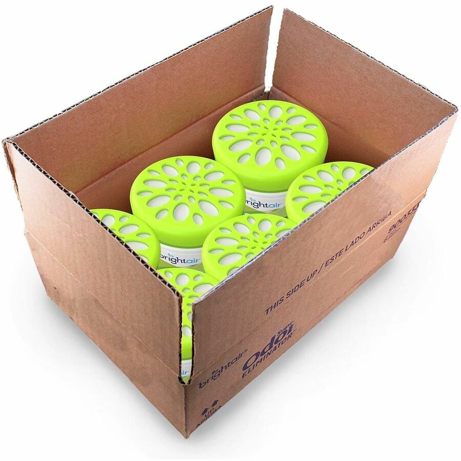 Bright Air Super Odor Eliminator Air Freshener, Gel, 14 fl oz, Zesty Lemon & Lime, 90 Day, 6/Carton (BRI901292CT)