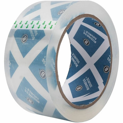 Business Source Crystal Clear Packaging Tape, 55 yd Length x 2" Width x 2.5 mil Thickness, 3" Core, Clear, 6/Pack (BSN64033)