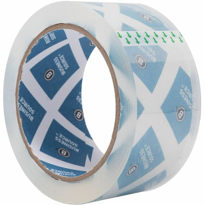 Business Source Crystal Clear Packaging Tape, 55 yd Length x 2" Width x 2.5 mil Thickness, 3" Core, Clear, 6/Pack (BSN64033)