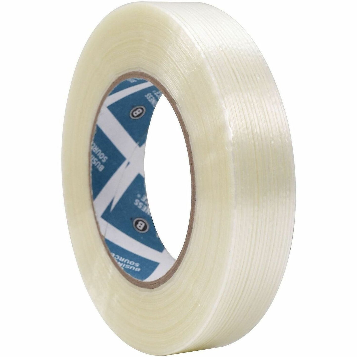 Business Source Filament Tape, 60 yd Length x 1" Width, 3" Core, White, Film (Fiberglass Reinforced) Backing, 1 Roll (BSN64025)