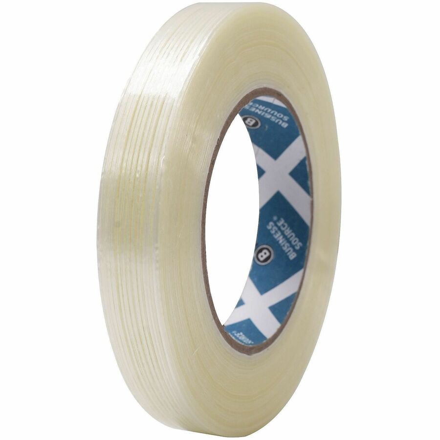Business Source Filament Tape, 60 yd Length x 0.75" Width, 3" Core, White, Film (Fiberglass Reinforced) Backing, 1 Roll (BSN64024)