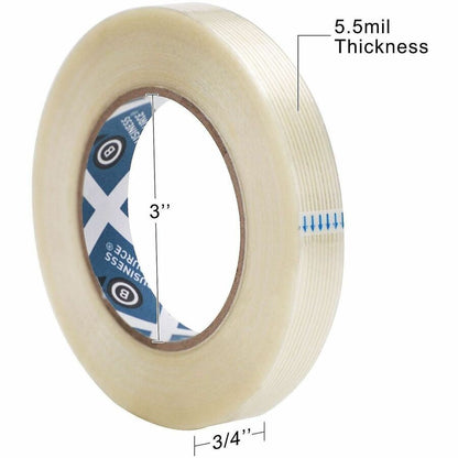 Business Source Filament Tape, 60 yd Length x 0.75" Width, 3" Core, White, Film (Fiberglass Reinforced) Backing, 1 Roll (BSN64024)