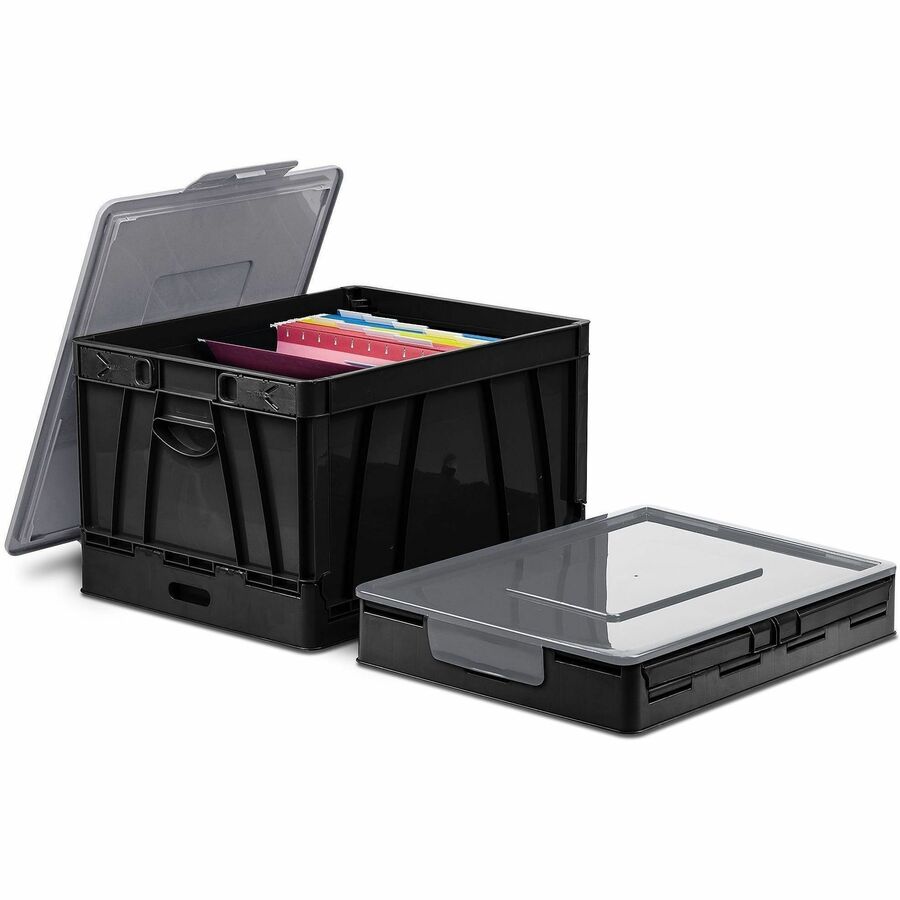 Business Source File Storage Case, 17.3" Length x 14.3" Width x 10.5" Height, Black, 2/Carton (BSN40010)