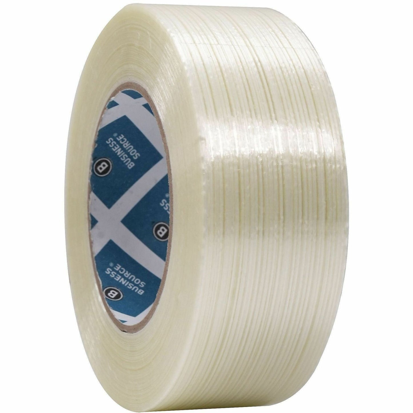 Business Source Filament Tape, 60 yd Length x 2" Width, 3" Core, White, Film (Fiberglass Reinforced) Backing, 1 Roll (BSN64026)