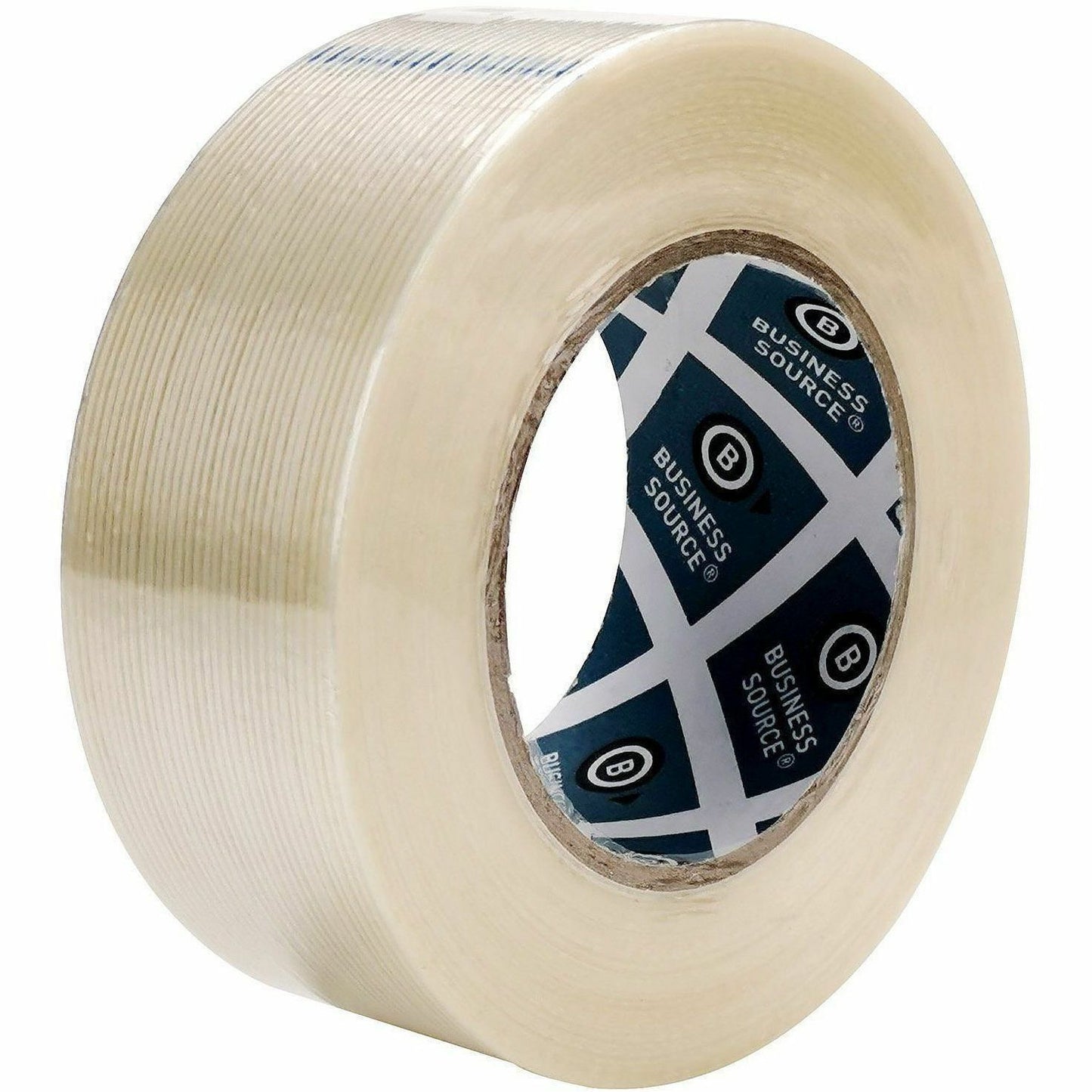 Business Source Filament Tape, 60 yd Length x 2" Width, 3" Core, White, Film (Fiberglass Reinforced) Backing, 1 Roll (BSN64026)