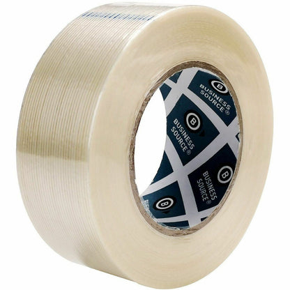 Business Source Filament Tape, 60 yd Length x 2" Width, 3" Core, White, Film (Fiberglass Reinforced) Backing, 1 Roll (BSN64026)