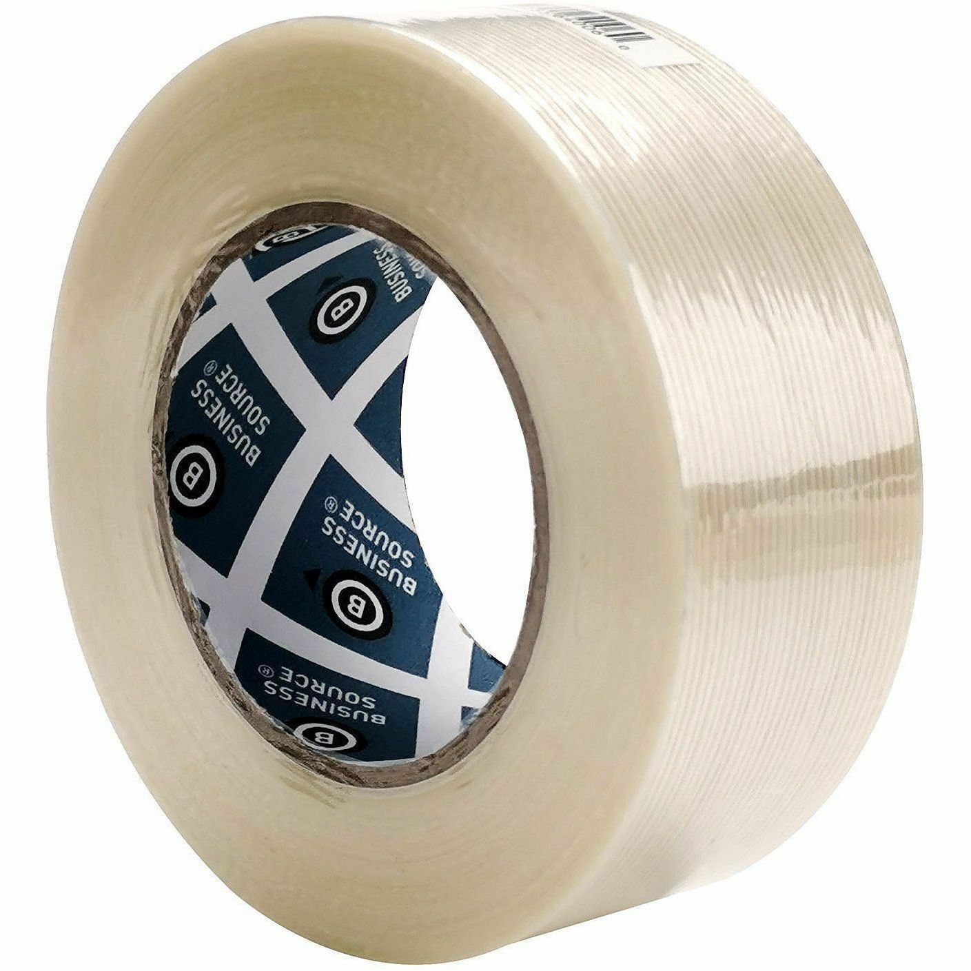 Business Source Filament Tape, 60 yd Length x 2" Width, 3" Core, White, Film (Fiberglass Reinforced) Backing, 1 Roll (BSN64026)
